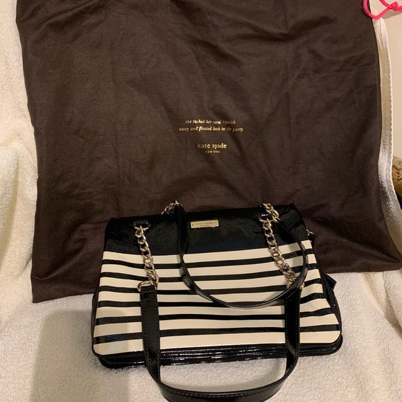kate spade Bags Kate Spade Patent Leather Ivory Black Dress Bag